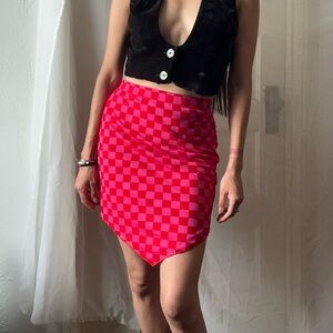 Nasty Gal pink Checkered skirt